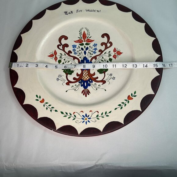 1949 Norwegian Rosemaling Hand Painted Folk Art Decorative Wooden 12" Plate - Picture 10 of 11